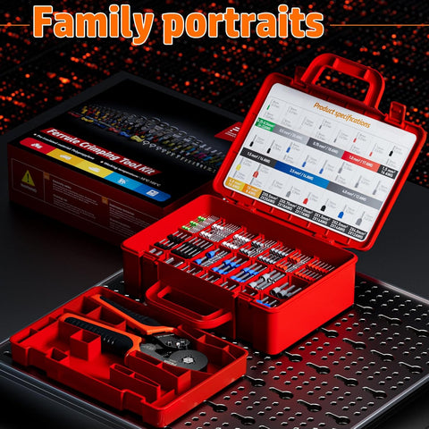 Ferrules Wire Crimping Tool Kit 1750pcs, Ferrule Crimper Tool for 0.08-10mm²/AWG28-7 Self-Adjustable, Hexagonal Crimp Tool Set with Twin Wire Ferrules, Ratchet Terminal Crimper - Copper Ferrule