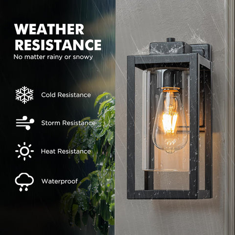 Outdoor Wall Lights LED Black Long Wall Sconce, IP65 Waterproof, 30cm, 12W, Rectangular Wall Lighting 3000K Warm White for Garden, Porch, Villa, Garage, Terrace
