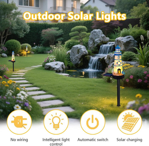 Outdoor Solar Lights Watchtower Design Pathway Lamp