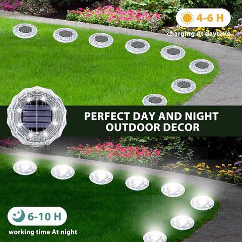 Solar Ground Lights 10 Pack Waterproof Outdoor Solar Lights for Yard Led Solar Garden Lights Landscape Lighting for Patio Pathway Lawn Yard Deck Driveway Walkway, Cold White