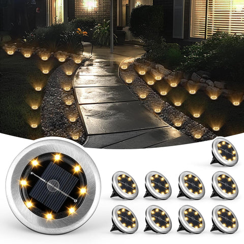 Solpex Solar Lights Outdoor Garden, 10 Pack Mini Solar Ground Lights, Waterproof Solar Garden Lights, Solar Powered Landscape Lighting for Patio Yard Driveway Walkway(Warm White) [Energy Class A]