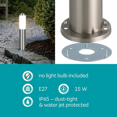 Eglo Helsinki Outdoor Lamp, Stainless Steel Outside Bollard Light, IP65