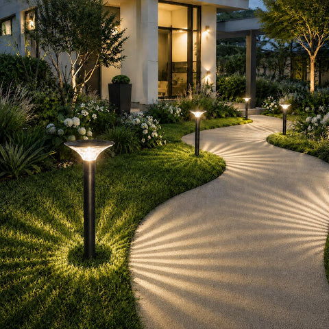 Solar Pathway Lights, 4 Pack Warm White Garden Lights, Water Ripple
