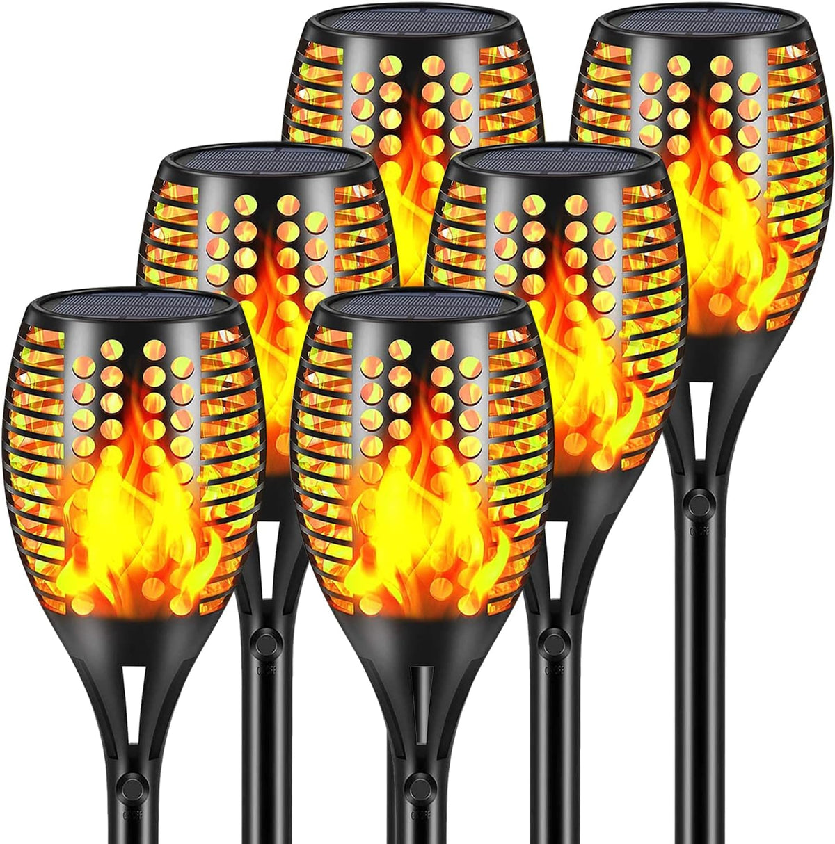 Aityvert Upgraded Larger Solar Torch Lights, Waterproof Outdoor Dancing Flames Lights, Flickering Flames Garden Lights, Landscape Decoration Pathway Patio Lights 43" 96 LED (6)