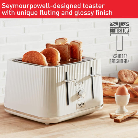 White 4-Slot Toaster 1700W | Extra Wide Slots, 7 Browning Levels, High-Lift Lever, Even Toasting, Removable Crumb Tray