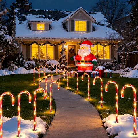 24 Pack 144 LED Candy Cane Christmas Lights Outdoor, 25.2inch Warm White