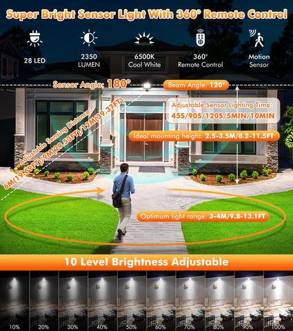 25W PIR Security Light Outdoor Floodlight 2350LM IP66 Motion Sensor