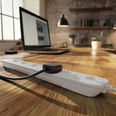 Masterplug Six Socket Extension Lead, 2 Metre Cable, Surge Protection, Individual Switches, Power and Surge LED Indicators, 6-Way Plug Extension Cable, Power Strip, White, 13A, 6G, 2m, SWSRG6210N