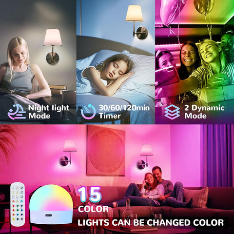 Brushed Nickel Battery Operated Wall Sconce Set of 2 with Remote