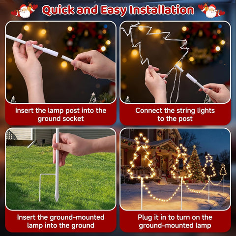 Quntis Outdoor Christmas Pathway Lights Mains Powered Warm White & RGB