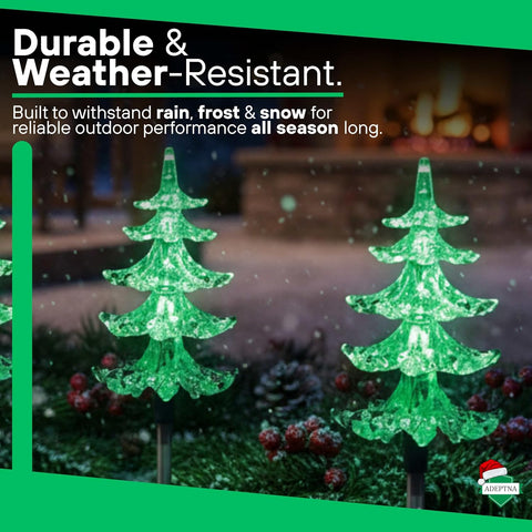 ADEPTNA 4 Piece LED Christmas Pathway Tree Lights with Timer Function Battery Powered Xmas Outdoor Patio Pathway Drive Way Christmas Decorations Outdoor