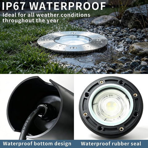 Outdoor Recessed Ground Lights 4 Pack,IP67 Buried Lights with Bulb