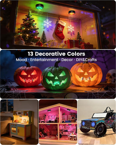 Puck Lights, Battery Operated Under Cabinet Lights, 6 Pack, Black – Brighten Dark Corners Without Wires