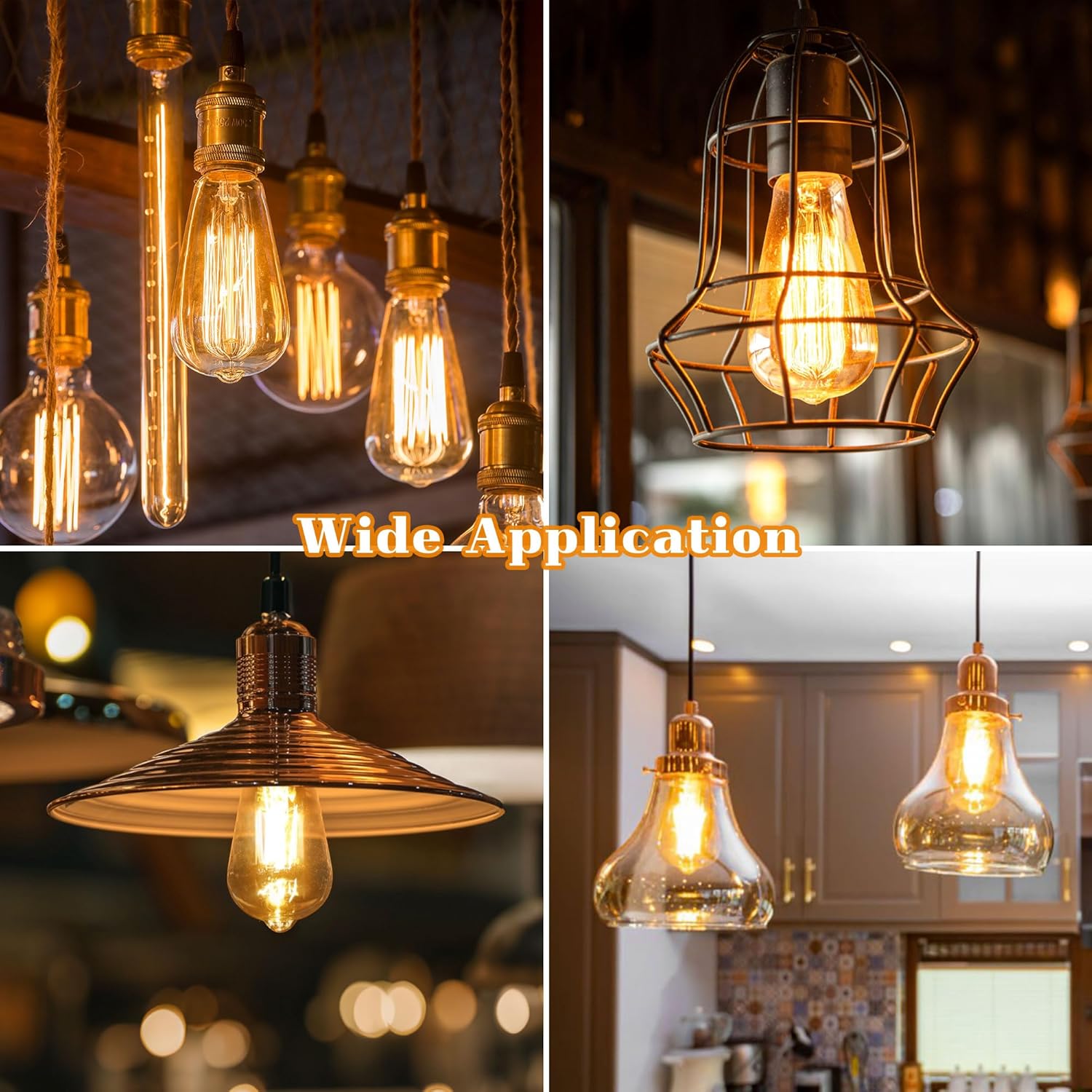 Collage of various pendant lights with a focus on their design and application in different settings.