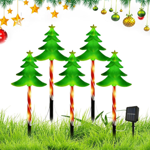 Solar Christmas Lights Outdoor Waterproof 5 Piece Ambient Lighting Stakes