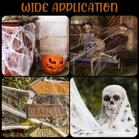 60g Halloween Spider Web Decoration with 30 Fake Spiders – Stretchable Cobwebs for Indoor & Outdoor Halloween Party Decorations