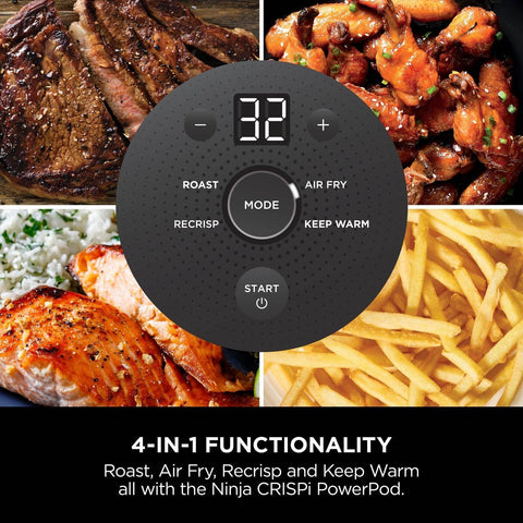 CRISPi 3.8L Portable Air Fryer 4-in-1 | Air Fry, Roast, Keep Warm & Recrisp | Compact Space-Saving Design | 1700W | Stone