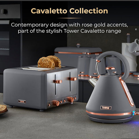 Cavaletto 3.5L Grey & Rose Gold Slow Cooker | 3 Heat Settings, Removable Pot, Cool Touch Handles – Family Size 4–5 People