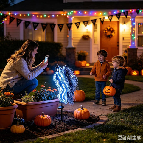 Spooky Garden Stake Halloween LED Light Decoration, Creepy Yard Lamp, Bla