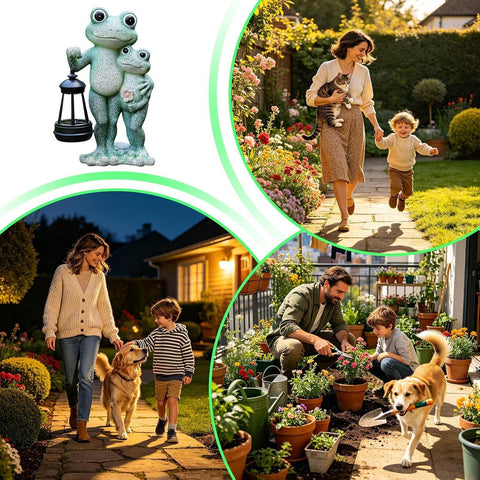 Solar Frog Garden Decor Cute Waterproof Sculpture Handheld Lantern