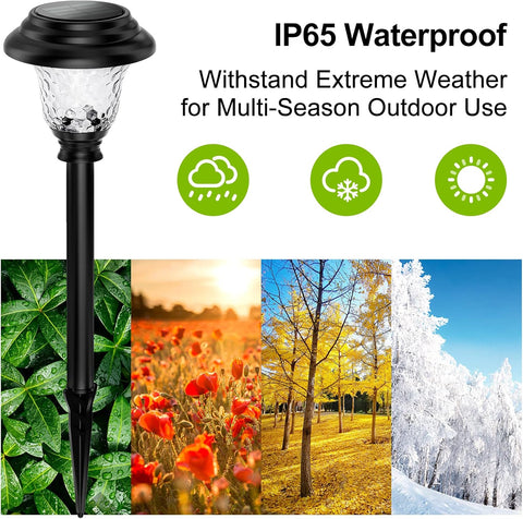 Balhvit Glass Solar Lights Outdoor, 2 Pack Super Bright Solar Pathway Lights, Up to 12 Hrs Long Last Auto On/Off Garden Lights Solar Powered Waterproof, Stainless Steel LED Landscape Lighting for Yard
