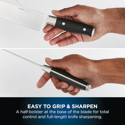 Foodi StaySharp 6-Piece Knife Block Set with Built-In Sharpener – Chef, Bread, Slicing, Utility & Paring Knives + Scissors