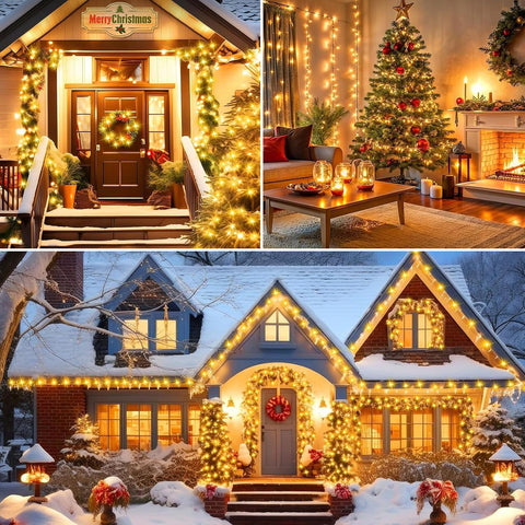 NEXVIN Solar Fairy Lights, 2Pack 66ft/20M 200 LED Outdoor String Lights, 8 Modes Waterproof Solar Christmas Lights for Garden, Party, Holiday, Tree, Yard, Patio, Xmas Decoration - Warm White