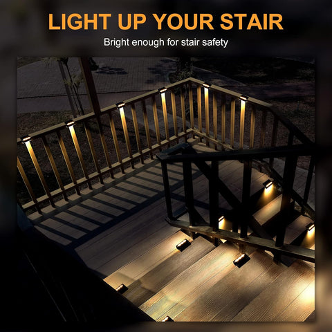 Solpex Solar Fence Lights Outdoor 12 Pack, Solar Step Lights Waterproof Led Solar Lights for Outdoor Stairs, Deck, Fence, Yard, Patio (Warm White,Black) [Energy Class A]