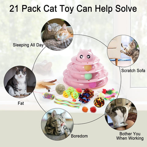 Cat Toys 21 Pack Interactive Kitten Play Set