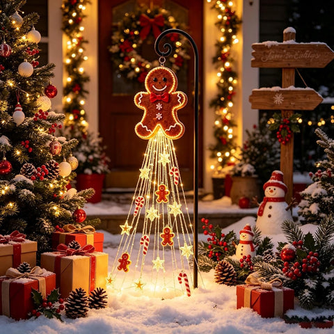 Gingerbread Man Solar Stake - Festive Holiday Path Light, Outdoor Decor