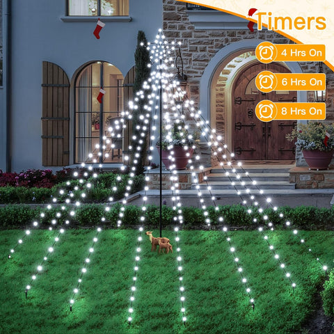 Christmas Tree Lights 340 LED Cool White Outdoor Fairy Lights with Star & Remote