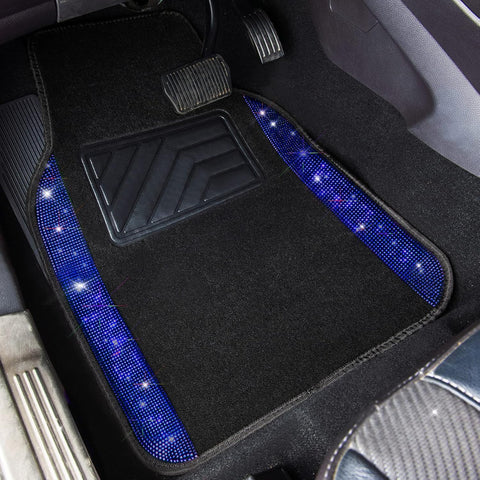 Bling Diamond Car Floor Mats with Anti-Slip PVC Heel Pad