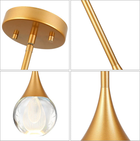 Vintage Raindrop Glass Chandelier - Adjustable Bronze Pendant Light