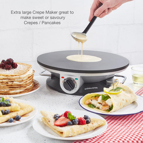 13 Inch Black Electric Crepe & Pancake Maker 1200W – Adjustable Temperature Hotplate