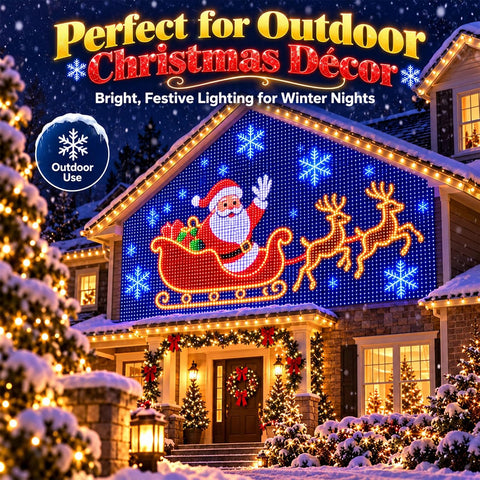 Animated Christmas LED Curtain Lights – Smart RGB Net Lights with Remote, 6 Lighting Modes & Timer for Festive Outdoor Displays – Turn Your Home into a Christmas Light Show
