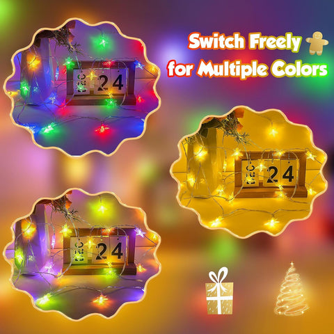 Christmas Lights Battery Operated Star Fairy Lights – 20 LED Colour Changing Christmas Star Lights with 12 Modes, 6-Hour Timer & IP44 Waterproof Design for Indoor & Outdoor Decorations