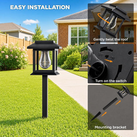 Solar Lights Outdoor Garden, 4 Pack Garden Pathway Stake Lights
