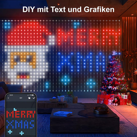 Ciskotu 2 x 2m Smart RGB Curtain Lights – 400 LED USB Fairy Lights with App, Remote, Music Sync & 100+ Effects - Turn Any Room Into a Colourful Celebration