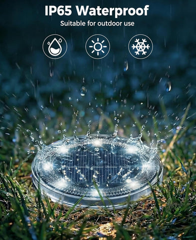 LOTMOS Solar Lights Outdoor Garden, 6 Pack 8 LED Solar Ground Disk Light