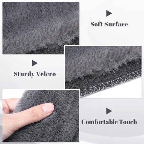 4PCS Grey Faux Fur Car Seat Belt Pads Cover – Soft Shoulder Strap Protectors for Kids and Adults, Universal Fit Comfort Set