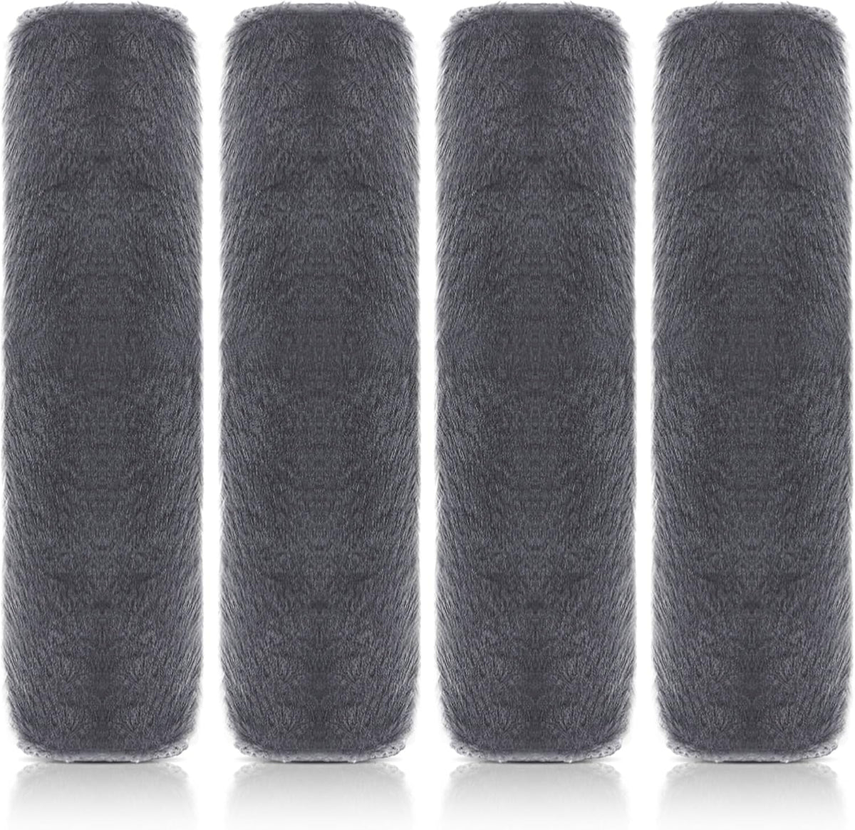 4PCS Grey Faux Fur Car Seat Belt Pads Cover – Soft Shoulder Strap Protectors for Kids and Adults, Universal Fit Comfort Set