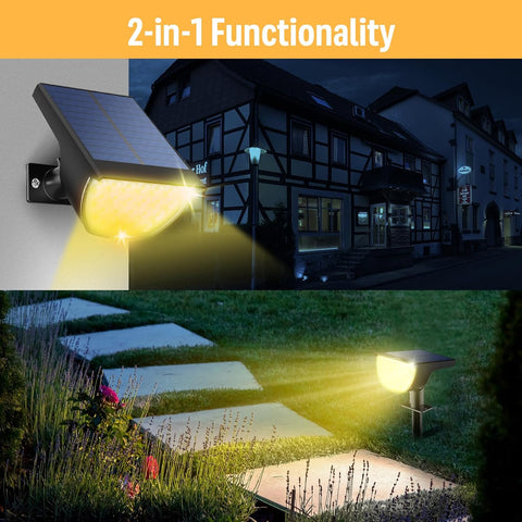 GKGG Solar Lights Outdoor Waterproof IP65, 76 LED 3 Lighting Modes Solar Spot Lights Yard Garden Landscape Pathway Outdoor Lights (Warm White, 4 Pack)