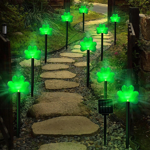 St Day Shamrocks Lights Stake Lights Shamrock Solar Powered