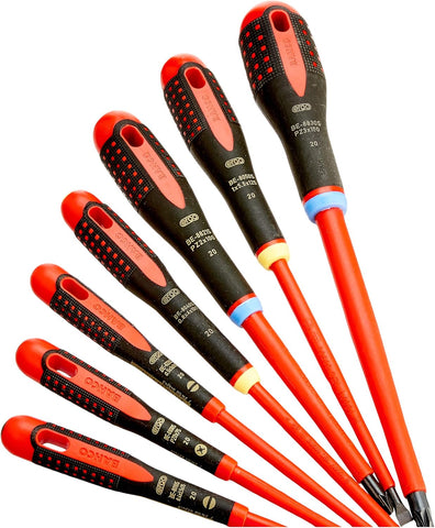BAHCO BE-9888S ERGO VDE INSULATED SCREWDRIVER SET 7 PIECE ELECTRICAL TOOL KIT MULTI COLOUR
