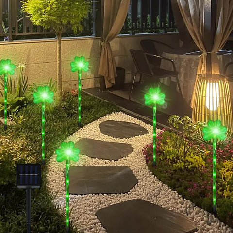 St Day Shamrocks Lights Shamrocks Stake LED Solar Lights