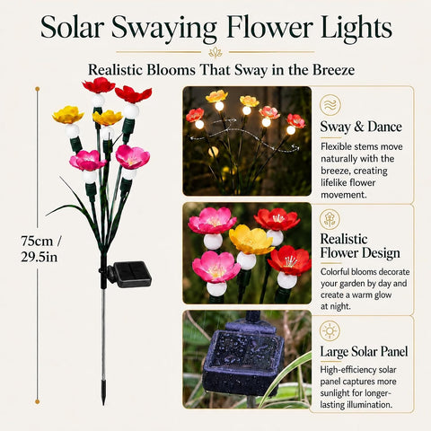 Solar Garden Lights 4 Pack, Swaying Flower Firefly Stake Lights