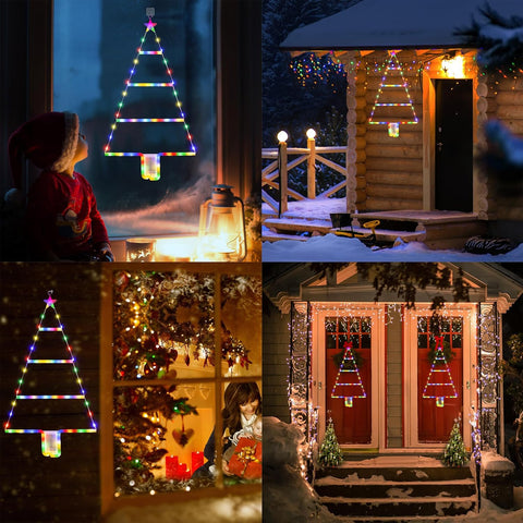 Moxled 2ft Battery LED Ladder Christmas Lights – Multicolor Waterproof Tree Lights with Timer – UK
