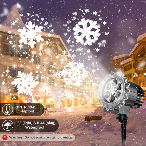 Christmas Snowflake Projector Lights – 9W LED Outdoor & Indoor Christmas Projection Lamp, IP65 Waterproof Holiday Decoration for Gardens, Walls, Parties & New Year