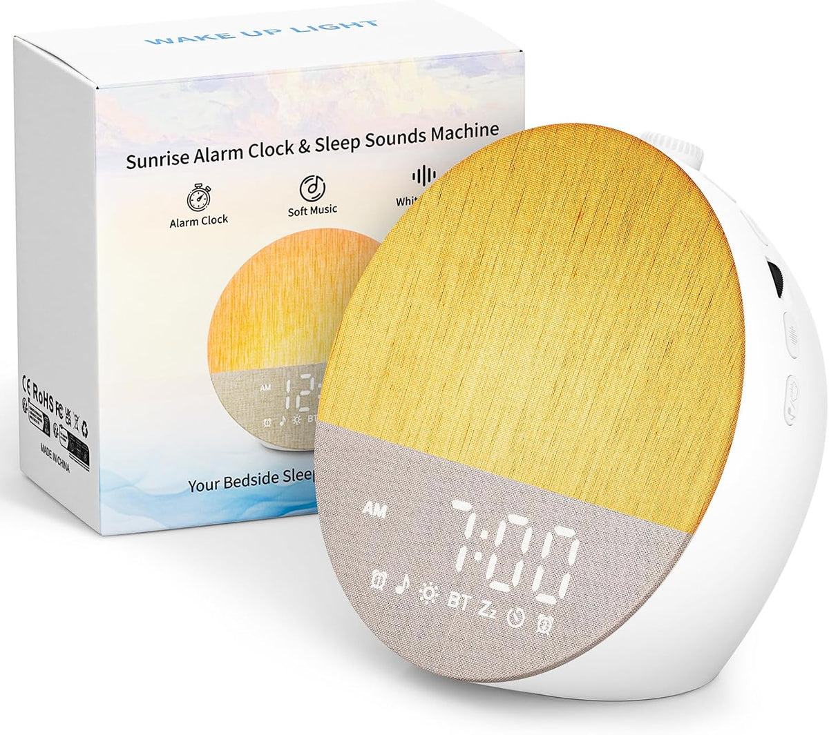 Famgoods Sunrise Alarm Clock Wake-Up Light – Bluetooth 5.3, Dual Alarms, 18 Lighting Modes & Natural Sounds – Make Waking Up Feel Less Like a Chore