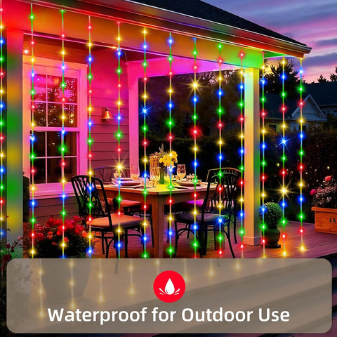 300 LED Christmas Curtain Lights 3m x 3m Multicolour - Waterproof Plug-In Fairy Lights with Remote, Timer & 8 Modes for Indoor & Outdoor Decorations - Turn Any Space Into a Celebration
